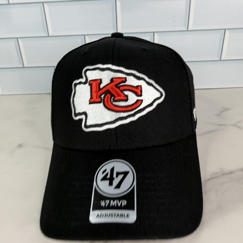 Kansas City Chiefs Hat Cap Strap Back One Size Black Red NFL '47‎ MVP Mens